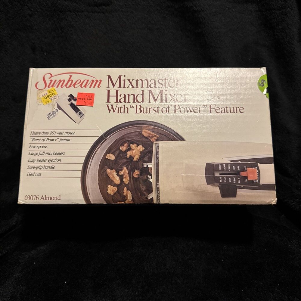 Vintage 1983 Almond Sunbeam Mixmaster 5 Speed Hand Mixer Beaters Missing